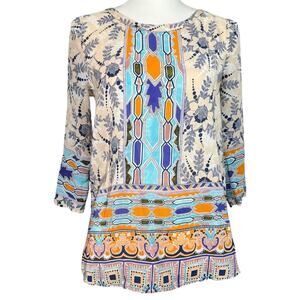 Maeve Anthropologie Abstract Print Silk Women’s Blouse Size 0